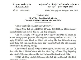 THÔNG BÁO của UBND xã Minh Châu