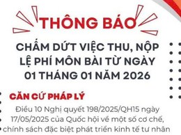Hà Nội: Chính thức dừng thu lệ phí môn bài từ ngày 01/01/2026