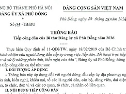 Lịch tiếp công dân của đồng chí Bí thư Đảng ủy xã Phù Đổng năm 2026