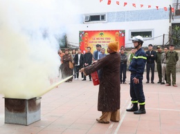 Tam Hưng tổ chức tuyên truyền pháp luật về ANTT, PCCC và thực tập phương án chữa cháy, CNCH phục vụ Lễ hội Chùa Bối Khê năm 2026