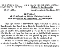 THÔNG BÁO
Về việc không để rác thải trên Đê (đường tỉnh lộ 419) đoạn qua thôn Yên Nội và thôn Đồng Lư - xã Hưng Đạo