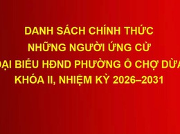 Danh sách chính thức những người ứng cử đại biểu HĐND Phường Ô Chợ Dừa khóa II, nhiệm kỳ 2026- 2031