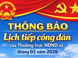 THÔNG BÁO: Lịch tiếp công dân của Thường trực HĐND xã tháng 02 năm 2026”