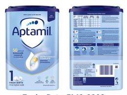 Thu hồi sản phẩm sữa công thức Aptamil Infant Formula 800g do nghi nhiễm độc tố