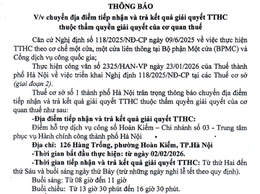 Thông báo chuyển địa điểm tiếp nhận và trả kết quả giải quyết TTHC thuộc thẩm quyền lĩnh vực thuế