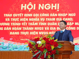 YÊN LÃNG: TỔ CHỨC HỘI NGHỊ TRAO QUYẾT ĐỊNH GỌI CÔNG DÂN NHẬP NGŨ VÀ CHƯƠNG TRÌNH “TẾT THẮM TÌNH QUÂN DÂN” NĂM 2026