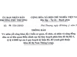 Phường Phú Thượng niêm yết công khai, lấy ý kiến cộng đồng về điều chỉnh cục bộ Quy hoạch phân khu đô thị H2-1 tỷ lệ 1/2000