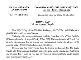 THÔNG BÁO Về việc treo cờ Tổ quốc
