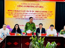 Đoàn công tác Công an thành phố Hà Nội kiểm tra công tác bảo đảm an toàn phục vụ bầu cử đại biểu Quốc hội khóa XVI và đại biểu HĐND các cấp nhiệm kỳ 2026 - 2031 trên địa bàn phường Yên Hòa