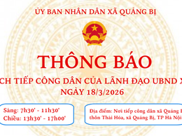 Lịch tiếp công dân của Lãnh đạo UBND xã Quảng Bị ngày 18/03/2026