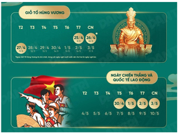 Lịch nghỉ lễ Giỗ Tổ Hùng Vương, 30/4-1/5, Quốc khánh 2/9 năm 2026