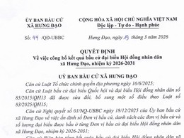 Công bố kết quả bầu cử đại biểu HĐND xã Hưng Đạo, nhiệm kỳ 2026-2031