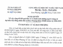 Nghị quyết về việc công bố kết quả bầu cử và danh sách những người trúng cử đại biểu Hội đồng nhân dân xã Đan Phượng khoá XXIII nhiệm kỳ 2026-2031