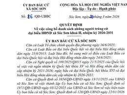 SÓC SƠN CÔNG BỐ DANH SÁCH NGƯỜI TRÚNG CỬ HĐND XÃ NHIỆM KỲ 2026 - 2031