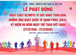 Xã Hoà Phú đẩy mạnh phong trào thể dục thể thao theo gương Bác Hồ vĩ đại, hướng tới ngày chạy Olympic vì sức khoẻ toàn dân