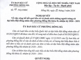 ỦY BAN BẦU CỬ PHƯỜNG HỒNG HÀ CÔNG BỐ DANH SÁCH  30 NGƯỜI TRÚNG CỬ ĐẠI BIỂU HĐND PHƯỜNG HỒNG HÀ KHÓA II, NHIỆM KỲ 2026 - 2031 