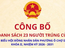 CÔNG BỐ DANH SÁCH 23 NGƯỜI TRÚNG CỬ ĐẠI BIỂU HĐND PHƯỜNG Ô CHỢ DỪA KHÓA II, NHIỆM KỲ 2026 -2031