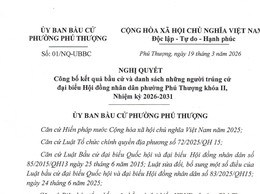 Phường Phú Thượng công bố kết quả bầu cử và danh sách những người trúng cử đại biểu HĐND phường khóa II, nhiệm kỳ 2026 – 2031