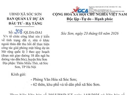 Xã Sóc Sơn tổ chức công khai xin ý kiến về tình trạng đất ở, nhà ở khác ngoài thửa đất thu hồi để thực hiện công tác giải phóng mặt bằng dự án mở rộng quốc lộ 3 theo quy hoạch.