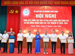 Phường Tùng Thiện tổng kết công tác bầu cử Đại biểu Quốc hội khóa XVI và Đại biểu HĐND các cấp nhiệm kỳ 2026–2031
