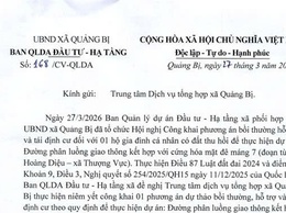 Thông báo của Ban quản lý Đầu tư - Hạ tầng xã Quảng Bị.