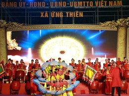 126 tay trống hội vang nhịp đoàn kết tại chương trình văn hóa - nghệ thuật xã Ứng Thiên