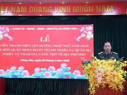 Xã Hồng Vân tiễn thanh niên lên đường nhập ngũ năm 2026 và đón quân nhân hoàn thành nghĩa vụ quân sự trở về địa phương