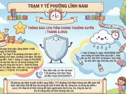 TRẠM Y TẾ PHƯỜNG LĨNH NAM THÔNG BÁO LỊCH TIÊM CHỦNG THƯỜNG XUYÊN - THÁNG 4/2026