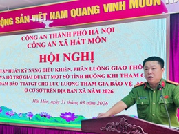 CÔNG AN XÃ HÁT MÔN TỔ CHỨC TẬP HUẤN KỸ NĂNG ĐIỀU KHIỂN, PHÂN LUỒNG GIAO THÔNG CHO LỰC LƯỢNG BẢO VỆ ANTT Ở CƠ SỞ
