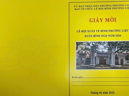 GIẤY MỜI THAM DỰ LỄ HỘI XUÂN TẾ ĐÌNH PHƯƠNG LIỆT XUÂN BÍNH NGỌ 2026