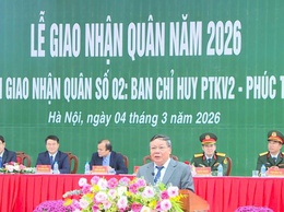 Lễ giao nhận quân năm 2026 - Điểm giao nhận quân số 2 Ban Chỉ huy phòng thủ khu vực 2 - Phúc Thọ