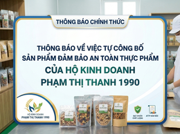 THÔNG BÁO VỀ VIỆC TỰ CÔNG BỐ SẢN PHẨM ĐẢM BẢO AN TOÀN THỰC PHẨM CỦA HỘ KINH DOANH PHẠM THỊ THANH 1990