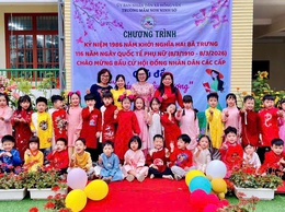 Trường mầm non Ninh Sở, xã Hồng Vân hưởng ứng “Tuần lễ Áo dài”