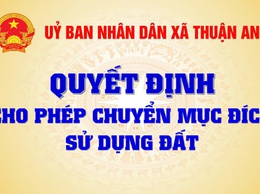 Cho phép ông Lương Thanh Bình và bà Dương Thị Nhã chuyển mục đích sử dụng 63,5m2 đất trồng cây hàng năm thuộc thửa đất số 4(1), tờ bản đồ số 39 tại thôn Linh Quy Đông, xã Thuận An sang đất ở tại nông thôn