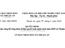 Quyết định công bố công khai số liệu quyết toán ngân sách năm 2025 xã Thuận An