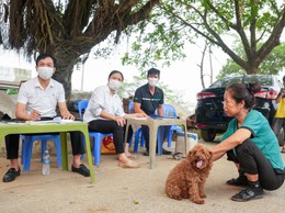 XÃ HƯNG ĐẠO TỔ CHỨC TIÊM PHÒNG VẮC XIN DẠI CHO CHÓ, MÈO