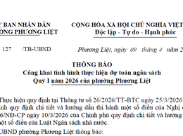 Công khai tình hình thực hiện ngân sách quý I năm 2026 của phường Phương Liệt