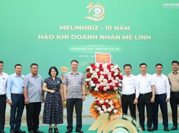 Lãnh đạo xã Mê Linh dự, chúc mừng kỷ niệm 10 năm thành lập Câu lạc bộ Doanh nghiệp trẻ Mê Linh - Đất Hai Bà Trưng (MELINHBIZ)