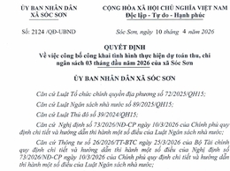 CÔNG KHAI TÌNH HÌNH THỰC HIỆN DỰ TOÁN THU, CHI NGÂN SÁCH 03 THÁNG ĐẦU NĂM 2026