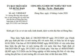 Hướng dẫn thực hiện nộp phí bảo vệ môi trường đối với nước thải trên địa bàn xã Hưng Đạo