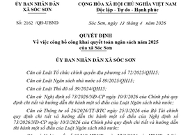 Xã Sóc Sơn công khai quyết toán ngân sách năm 2025