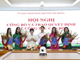 Phường Hà Đông trao quyết định bổ nhiệm, bổ nhiệm lại 5 cán bộ lãnh đạo