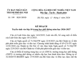 Kế hoạch tuyển sinh vào THPT năm học 2026-2027