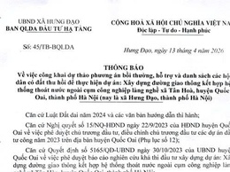 THÔNG BÁO Về việc công khai dự thảo phương án bồi thường, hỗ trợ và danh sách các hộ dân có đất thu hồi dự án Xây dựng đường giao thông kết hợp hệ thống thoát nước ngoài cụm làng nghề Tân Hòa
