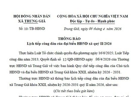 Lịch tiếp công dân của Chủ tịch HĐND xã và đại biểu HĐND xã quý II/2026