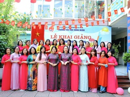 Nhà giáo Hoàng Thị Kim Dung - Người “thuyền trưởng” tâm huyết, sáng tạo và giàu lòng nhân ái của trường Tiểu học Đồng Nhân.