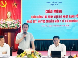 TRẠM Y TẾ SÓC SƠN ĐÓN TIẾP ĐOÀN CÔNG TÁC BỆNH VIỆN ĐA KHOA XANH PÔN KHẢO SÁT, HỖ TRỢ CHUYÊN MÔN Y TẾ VÀ CHUYỂN ĐỔI SỐ.