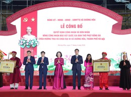 Xã Dương Hoà tổ chức Lễ đón nhận Bằng công nhận Bảo vật Quốc gia Bàn thờ Phật bằng đá tại chùa Hương Trai và chùa Đại Bi 