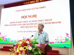 Hội nghị tập huấn kiến thức an toàn thực phẩm nông lâm thủy sản cho người sản xuất, kinh doanh trên địa bàn xã.