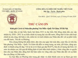 THƯ CẢM ƠN